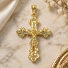 Oro Laminado Religious Pendant, Gold Filled Style Crucifix Design, Polished, Golden Finish, 05.351.0183