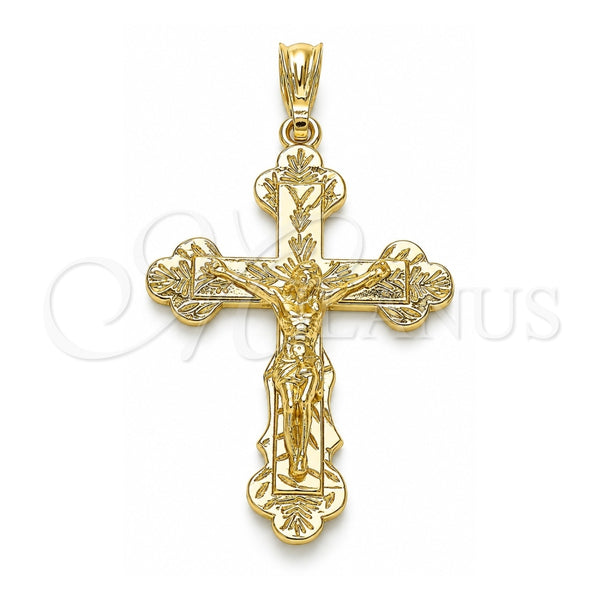Oro Laminado Religious Pendant, Gold Filled Style Crucifix Design, Polished, Golden Finish, 05.351.0183