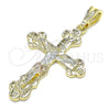 Oro Laminado Religious Pendant, Gold Filled Style Crucifix Design, Polished, Tricolor, 05.351.0183.1