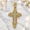Oro Laminado Religious Pendant, Gold Filled Style Crucifix Design, Polished, Tricolor, 05.351.0161.1