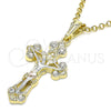 Oro Laminado Religious Pendant, Gold Filled Style Crucifix Design, with White Crystal, Polished, Tricolor, 05.351.0026.1