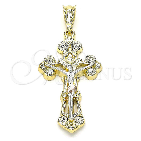 Gold Filled Pendant — Religious Pendant Crucifix Design with White Crystal Polished — main product view — SKU 142733 | Oro Laminado dije — Religious Pendant Crucifix diseño with cristal blanco pulido — SKU 142733
