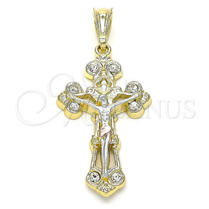 Gold Filled Pendant — Religious Pendant Crucifix Design with White Crystal Polished — main product view — SKU 142733 | Oro Laminado dije — Religious Pendant Crucifix diseño with cristal blanco pulido — SKU 142733