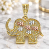 Oro Laminado Fancy Pendant, Gold Filled Style Elephant Design, Polished, Tricolor, 05.351.0185