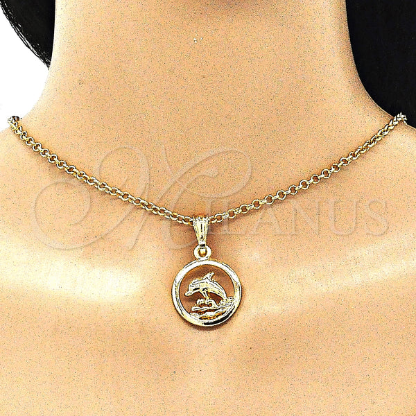 Gold Filled Pendant — Fancy Pendant Dolphin Design Polished 05. — alternate product view — SKU 142737 | Oro Laminado dije — elegante Pendant Dolphin diseño pulido 05. — SKU 142737