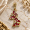 Oro Laminado Fancy Pendant, Gold Filled Style Butterfly Design, with Garnet Crystal, Polished, Golden Finish, 05.351.0187