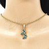 Oro Laminado Fancy Pendant, Gold Filled Style Butterfly Design, with Blue Zircon Crystal, Polished, Golden Finish, 05.351.0187.2