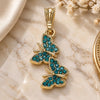 Oro Laminado Fancy Pendant, Gold Filled Style Butterfly Design, with Blue Zircon Crystal, Polished, Golden Finish, 05.351.0187.2