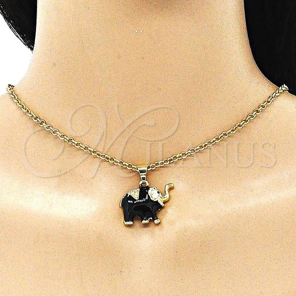 Gold Filled Pendant — Fancy Pendant Elephant Design Black Enamel 05. — alternate product view — SKU 142742 | Oro Laminado dije — elegante Pendant Elephant diseño negro Enamel 05. — SKU 142742