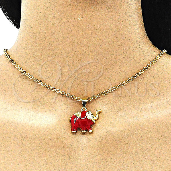 Gold Filled Pendant — Fancy Pendant Elephant Design Red Enamel 05. — alternate product view — SKU 142743 | Oro Laminado dije — elegante Pendant Elephant diseño Red Enamel 05. — SKU 142743