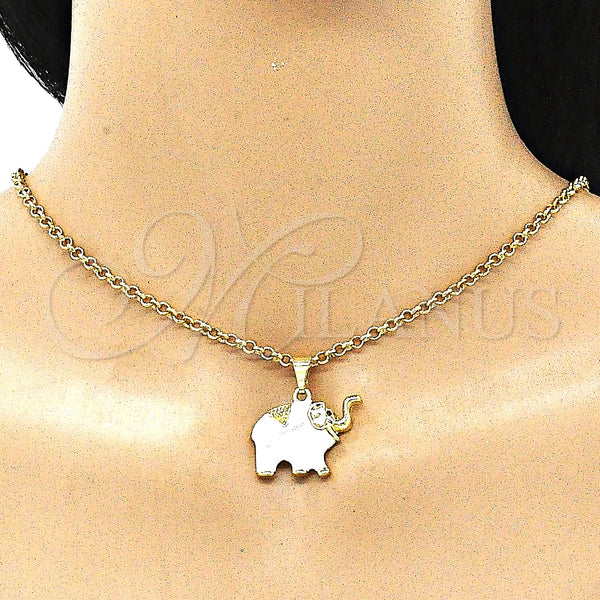 Gold Filled Pendant — Fancy Pendant Elephant Design White Enamel 05. — alternate product view — SKU 142744 | Oro Laminado dije — elegante Pendant Elephant diseño blanco Enamel 05. — SKU 142744