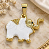 Oro Laminado Fancy Pendant, Gold Filled Style Elephant Design, White Enamel Finish, Golden Finish, 05.253.0118.2