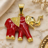Oro Laminado Fancy Pendant, Gold Filled Style Elephant Design, Red Enamel Finish, Golden Finish, 05.253.0119.1