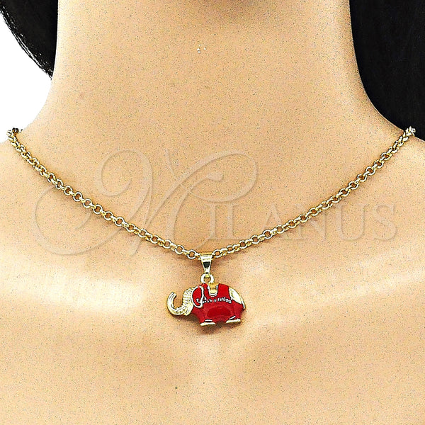 Gold Filled Pendant — Fancy Pendant Elephant Design Red Enamel 05. — alternate product view — SKU 142749 | Oro Laminado dije — elegante Pendant Elephant diseño Red Enamel 05. — SKU 142749