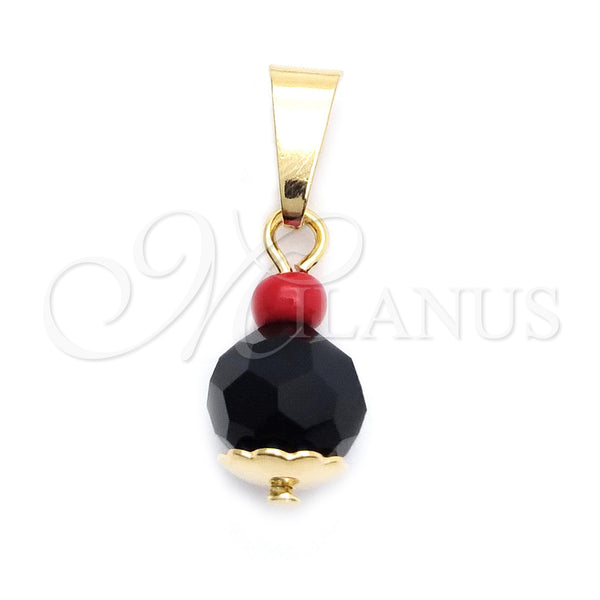 Gold Filled Pendant — Religious Pendant with Black and Garnet Azavache Polished — main product view — SKU 142752 | Oro Laminado dije — Religious Pendant with negro and Garnet Azavache pulido — SKU 142752