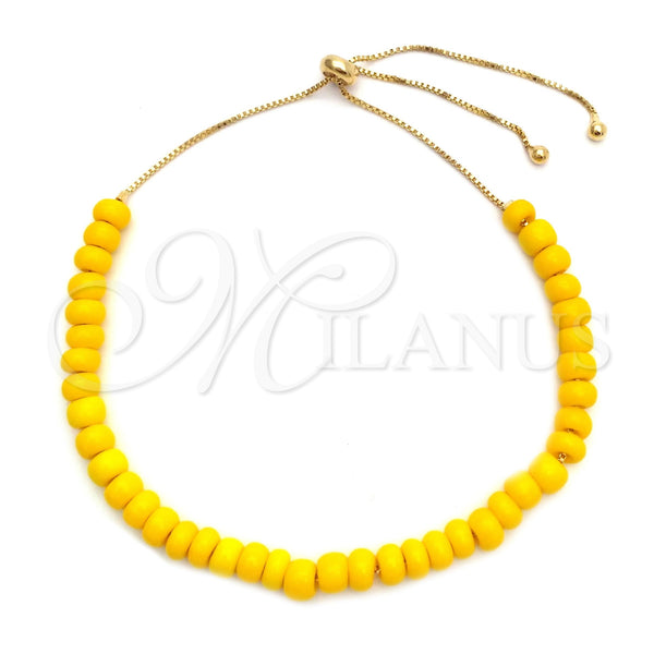 Gold Filled Bracelet — Adjustable Bolo Bracelet Ball and Box Design with — main product view — SKU 142758 | Oro Laminado brazalete — Adjustable Bolo Bracelet Ball and Box diseño with — SKU 142758