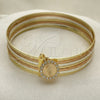 Oro Laminado Semanario Bangle, Gold Filled Style San Judas Design, with White Crystal, Diamond Cutting Finish, Tricolor, 07.253.0006.05 (02 MM Thickness, Size 5 (2.50 Diameter))
