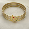 Oro Laminado Semanario Bangle, Gold Filled Style San Judas Design, with Multicolor Crystal, Diamond Cutting Finish, Tricolor, 07.253.0006.1.05 (02 MM Thickness, Size 5 (2.50 Diameter))