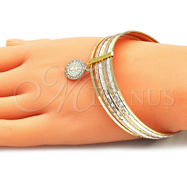 Gold Filled Jewelry — Semanario Bangle San Benito Design with White Crystal — alternate product view — SKU 142769 | Oro Laminado joyería — Semanario Bangle San Benito diseño with cristal blanco — SKU 142769