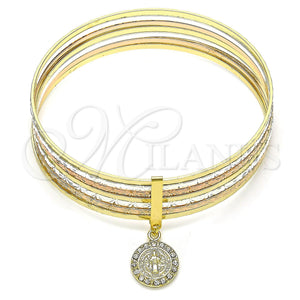 Gold Filled Jewelry — Semanario Bangle San Benito Design with White Crystal — main product view — SKU 142769 | Oro Laminado joyería — Semanario Bangle San Benito diseño with cristal blanco — SKU 142769
