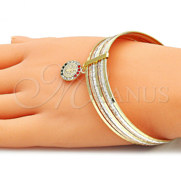 Gold Filled Jewelry — Semanario Bangle San Benito Design with Multicolor Crystal — alternate product view — SKU 142770 | Oro Laminado joyería — Semanario Bangle San Benito diseño with Multicolor cristal — SKU 142770