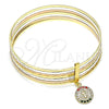 Oro Laminado Semanario Bangle, Gold Filled Style San Benito Design, with Multicolor Crystal, Diamond Cutting Finish, Tricolor, 07.253.0005.1.05 (02 MM Thickness, Size 5 (2.50 Diameter))