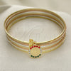 Oro Laminado Semanario Bangle, Gold Filled Style San Benito Design, with Multicolor Crystal, Diamond Cutting Finish, Tricolor, 07.253.0005.1.05 (02 MM Thickness, Size 5 (2.50 Diameter))