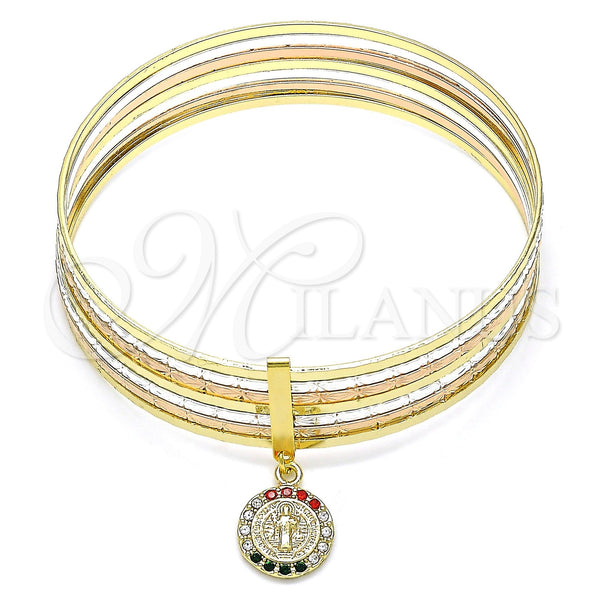 Gold Filled Jewelry — Semanario Bangle San Benito Design with Multicolor Crystal — main product view — SKU 142770 | Oro Laminado joyería — Semanario Bangle San Benito diseño with Multicolor cristal — SKU 142770