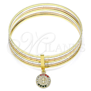 Gold Filled Jewelry — Semanario Bangle San Benito Design with Multicolor Crystal — main product view — SKU 142770 | Oro Laminado joyería — Semanario Bangle San Benito diseño with Multicolor cristal — SKU 142770