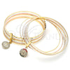 Oro Laminado Semanario Bangle, Gold Filled Style San Benito Design, with Multicolor Crystal, Diamond Cutting Finish, Tricolor, 07.253.0005.1.05 (02 MM Thickness, Size 5 (2.50 Diameter))