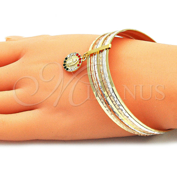 Gold Filled Jewelry — Semanario Bangle Guadalupe Design with Multicolor Crystal Diamond — alternate product view — SKU 142772 | Oro Laminado joyería — Semanario Bangle Guadalupe diseño with Multicolor cristal Diamond — SKU 142772
