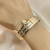 Oro Laminado Semanario Bangle, Gold Filled Style Guadalupe Design, with Multicolor Crystal, Diamond Cutting Finish, Tricolor, 07.253.0004.1.05 (02 MM Thickness, Size 5 (2.50 Diameter))