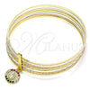 Oro Laminado Semanario Bangle, Gold Filled Style Guadalupe Design, with Multicolor Crystal, Diamond Cutting Finish, Tricolor, 07.253.0004.1.05 (02 MM Thickness, Size 5 (2.50 Diameter))