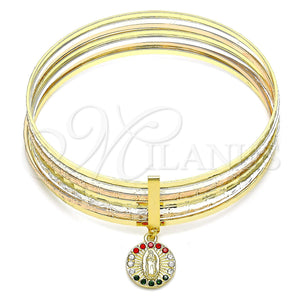 Gold Filled Jewelry — Semanario Bangle Guadalupe Design with Multicolor Crystal Diamond — main product view — SKU 142772 | Oro Laminado joyería — Semanario Bangle Guadalupe diseño with Multicolor cristal Diamond — SKU 142772