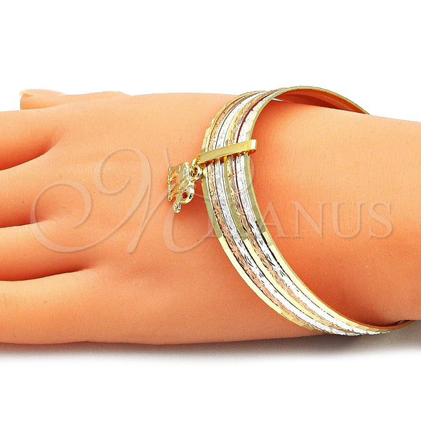 Gold Filled Jewelry — Semanario Bangle Elephant Design with Garnet Crystal Diamond — alternate product view — SKU 142773 | Oro Laminado joyería — Semanario Bangle Elephant diseño with Garnet cristal Diamond — SKU 142773