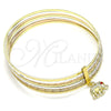 Oro Laminado Semanario Bangle, Gold Filled Style Elephant Design, with Garnet Crystal, Diamond Cutting Finish, Tricolor, 07.253.0014.05 (02 MM Thickness, Size 5 (2.50 Diameter))