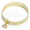 Oro Laminado Semanario Bangle, Gold Filled Style Elephant Design, with Garnet Crystal, Diamond Cutting Finish, Tricolor, 07.253.0014.05 (02 MM Thickness, Size 5 (2.50 Diameter))
