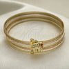 Oro Laminado Semanario Bangle, Gold Filled Style Elephant Design, with Garnet Crystal, Diamond Cutting Finish, Tricolor, 07.253.0014.05 (02 MM Thickness, Size 5 (2.50 Diameter))