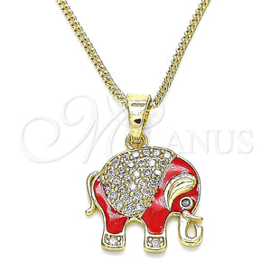 Gold Filled Necklace — Pendant Necklace Elephant Design with White and Black — main product view — SKU 142774 | Oro Laminado collar — Pendant Necklace Elephant diseño with blanco and negro — SKU 142774