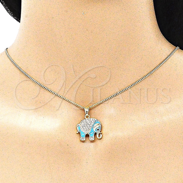 Gold Filled Necklace — Pendant Necklace Elephant Design with White and Black — alternate product view — SKU 142776 | Oro Laminado collar — Pendant Necklace Elephant diseño with blanco and negro — SKU 142776