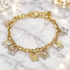 Oro Laminado Charm Bracelet, Gold Filled Style Butterfly Design, Polished, Tricolor, 03.331.0171.08 (06 MM Thickness, 8 Inches Length)