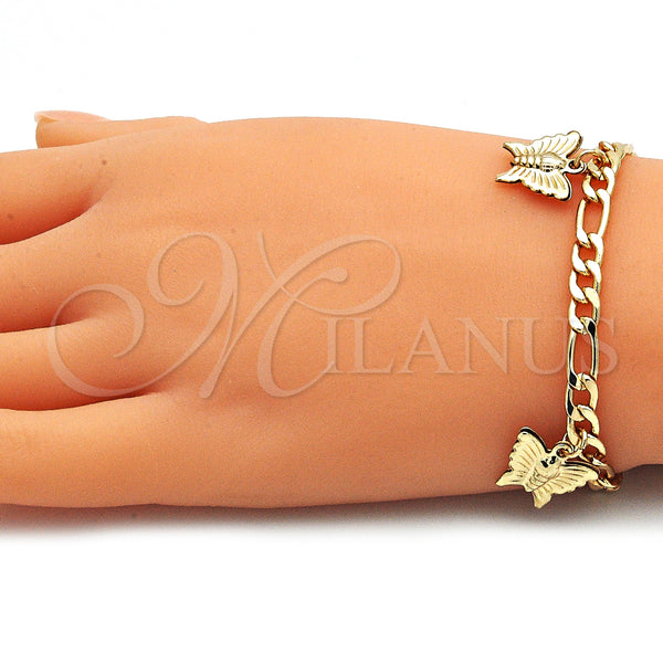 Gold Filled Bracelet — Charm Bracelet Butterfly Design Polished 03. 05 MM — alternate product view — SKU 142786 | Oro Laminado brazalete — Charm Bracelet Butterfly diseño pulido 03. 05 MM — SKU 142786