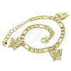 Oro Laminado Charm Bracelet, Gold Filled Style Butterfly Design, Polished, Golden Finish, 03.331.0177.08 (05 MM Thickness, 8 Inches Length)
