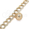 Oro Laminado Charm Bracelet, Gold Filled Style Ball Design, with White Cubic Zirconia, Polished, Golden Finish, 03.331.0180.08 (13 MM Thickness, 8 Inches Length)