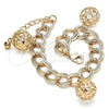 Oro Laminado Charm Bracelet, Gold Filled Style Ball Design, with White Cubic Zirconia, Polished, Golden Finish, 03.331.0180.08 (13 MM Thickness, 8 Inches Length)