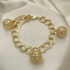 Oro Laminado Charm Bracelet, Gold Filled Style Ball Design, with White Cubic Zirconia, Polished, Golden Finish, 03.331.0180.08 (13 MM Thickness, 8 Inches Length)