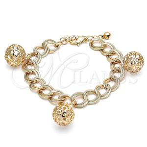 Gold Filled Bracelet — Charm Bracelet Ball Design with White Cubic Zirconia — main product view — SKU 142789 | Oro Laminado brazalete — Charm Bracelet Ball diseño with blanco Cubic Zirconia — SKU 142789