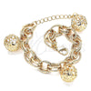 Oro Laminado Charm Bracelet, Gold Filled Style Chunky Design, with White Cubic Zirconia, Polished, Golden Finish, 03.331.0182.08