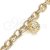 Oro Laminado Charm Bracelet, Gold Filled Style Ball Design, with White Cubic Zirconia, Polished, Golden Finish, 03.331.0182.08 (12 MM Thickness, 8 Inches Length)