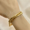 Oro Laminado Basic Bracelet, Gold Filled Style Polished, Golden Finish, 03.331.0183.09 (10 MM Thickness, 9 Inches Length)